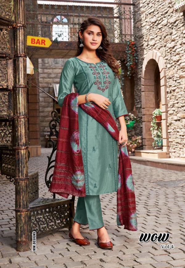 Ikw Wow Vol 4 Viscose Chanderi Designer Readymade Suit